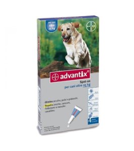 ADVANTIX SPOT ON*soluz 4 pipette 4 ml 400 mg + 2.000 mg canida 25 a 40 Kg
