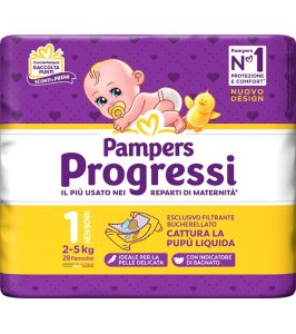 PAMPERS PROGRESSI NEWBORN PANNOLINO 1 2-5KG 28 PEZZI