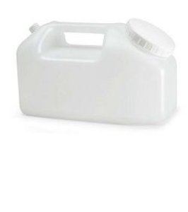 CONTENITORE A TANICA PER LA RACCOLTA DELLE URINE 24 ORE,IN POLIETILENE TRASPARENTE+TAPPO A VITE CON SCALA GRADUATA DA 500 A 2500ML
