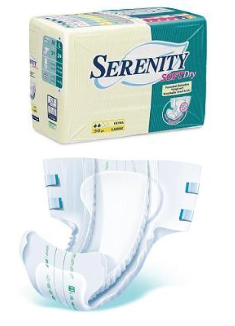 PANNOLONE PER INCONTINENZA SERENITY SOFTDRY FORMATO SUPER TAGLIA MEDIUM 30 PEZZI