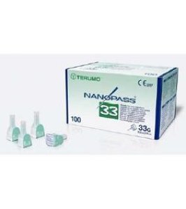 AGO PER PENNA DA INSULINA NANOPASS 33 GAUGE LUNGHEZZA 5 MM 100 PEZZI