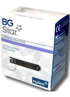 STRISCE PER MISURAZIONE GLICEMIA BGSTAR 25 PEZZI COMPATIBILICON MISURATORE DI GLICEMIA MYSTAR EXTRA