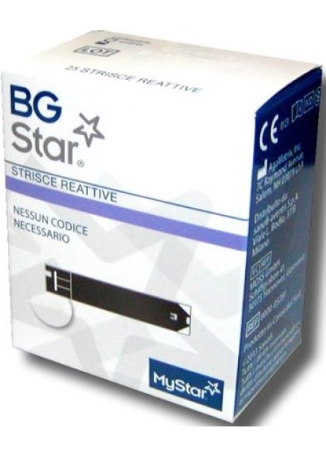 STRISCE PER MISURAZIONE GLICEMIA BGSTAR 25 PEZZI COMPATIBILICON MISURATORE DI GLICEMIA MYSTAR EXTRA