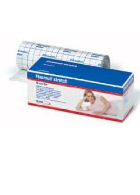 FASCIA AUTOADESIVA IPOALLERGENICA FISSAGGIO CATETERI FIXOMULL STRETCH SUPPORTO IN POLIESTERE NON TESSUTO BIANCO MASSA INPOLICARBONATO SENZA RESINE E GOMME NATURALI 15X1000CM