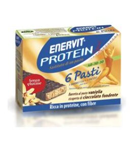 ENERVIT PROTEINE 6 PASTI 6 BARRETTE AL GUSTO VANIGLIA RICOPERTE DI CIOCCOLATO FONDENTE