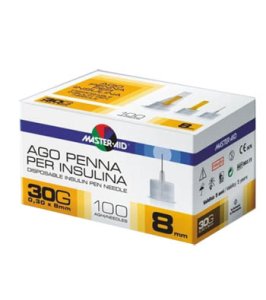 AGO PER PENNA DA INSULINA MASTER-AID 30 GAUGE 8 MM 100 PEZZI