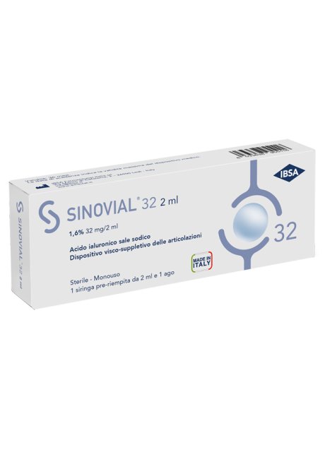 SIRINGA INTRA-ARTICOLARE SINOVIAL 32 ACIDO IALURONICO 1,6% 32 MG/2 ML 1 FS + AGO GAUGE 21 1 PEZZO