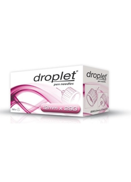 AGO PER PENNA DA INSULINA DROPLET 29 GAUGE 12 MM 100 PEZZI