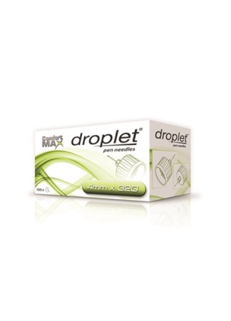AGO PER PENNA DA INSULINA DROPLET COMFORT MAX 32 GAUGE 4 MM100 PEZZI