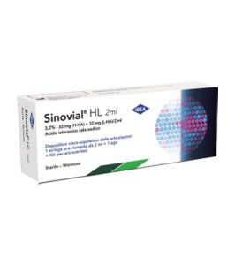 SIRINGA INTRA-ARTICOLARE SINOVIAL HL 3,2% ACIDO IALURONICO H-HA 32 MG ACIDO IALURONICO L-HA 32 MG 1 SIRINGA PRERIEMPITA2 ML + KIT B.BRAUN