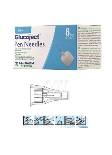 AGO PER PENNA DA INSULINA GLUCOJECT LUNGHEZZA 8 MM GAUGE 31100 PEZZI