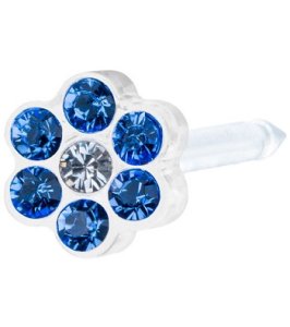 BLOMDAHL FORALOBO MP DAISY 5MM SAPPHIRE/CRYSTAL