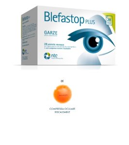 BLEFASTOP PLUS GARZA IN COTONE PIEGATA CON FILO DI BARIO 28SALVIETTE MONOUSO + 1 COMPRESSA OCULARE RISCALDABILE