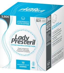 LADY PRESTERIL COTONE DENTRO & COTONE FUORI 10 ASSORBENTI CON ALI GIORNO PROMO