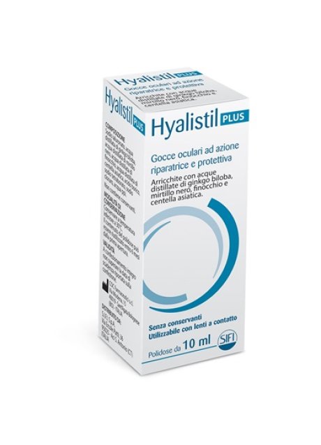 GOCCE OCULARI HYALISTIL PLUS ACIDO IALURONICO 0,4% ACQUA DISTILLATA DI GINKGO BILOBA + MIRTILLO NERO + FINOCCHIO + CENTELLA ASIATICA 10 ML GOCCE OCULARI HYALISTIL PLUS ACIDO IALURONICO 0,4% ACQUA DISTILLATA DI GINKGO BILOBA + MIRTILLO NERO + FINOCCHIO + CENTELLA ASIATICA 10 ML