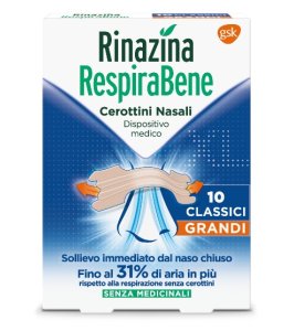 RINAZINA RESPIRABENE CEROTTI NASALI CLASSICI GRANDI CARTON 10 PEZZI