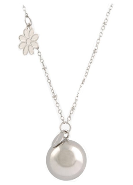 ARGENTOE' COLLANA BOLA FIORE