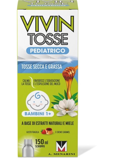 VIVIN TOSSE PEDIATRICO SCIROPPO PER TOSSE SECCA E GRASSA GUSTO FRAGOLA E CREME CARAMEL 150 ML