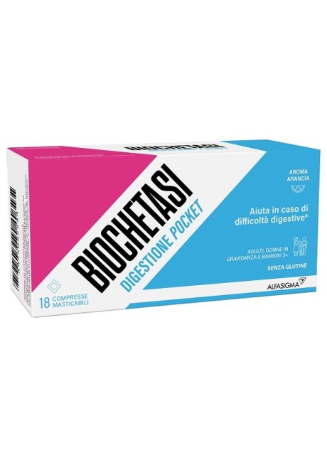 BIOCHETASI POCKET DIGESTIV 18 COMPRESSE MASTICABILI NUOVA FORMULAZIONE
