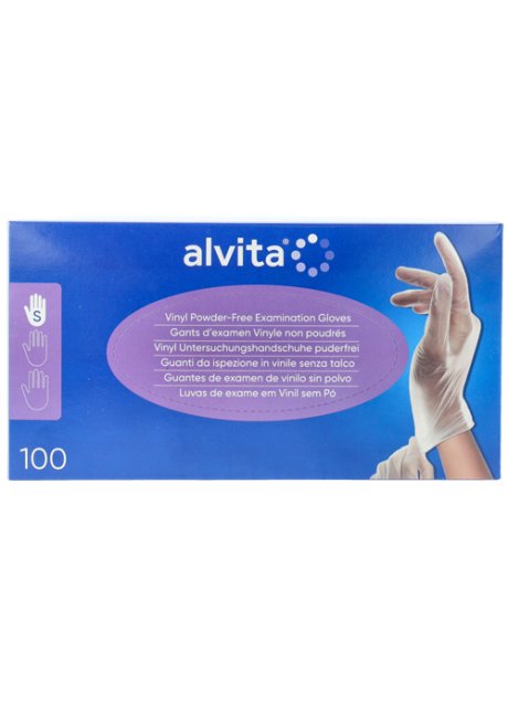 ALVITA GUANTI IN VINILE SENZA POLVERE TAGLIA S 100 PEZZI