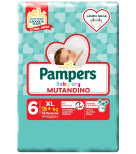 PAMPERS BABY DRY MUTANDINO SM TAGLIA 6 EXTRALARGE SMALL PACK14 PEZZI