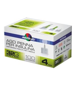 AGO PER PENNA DA INSULINA MASTER-AID 32 GAUGE 4 MM 100 PEZZI