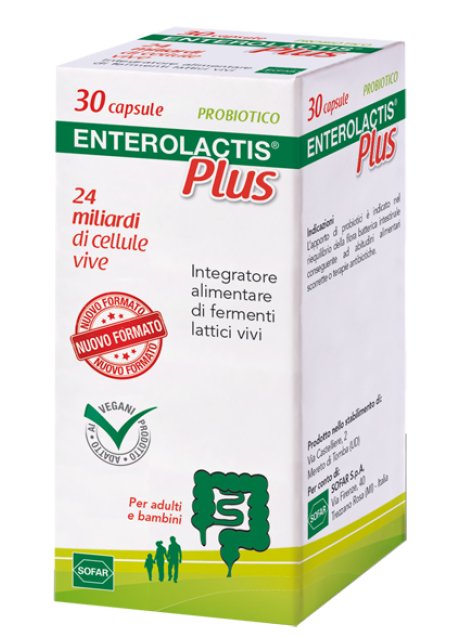 ENTEROLACTIS PLUS - INTEGRATORE ALIMENTARE CON FERMENTI LATTICI VIVI PROBIOTICI - 30 CAPSULE