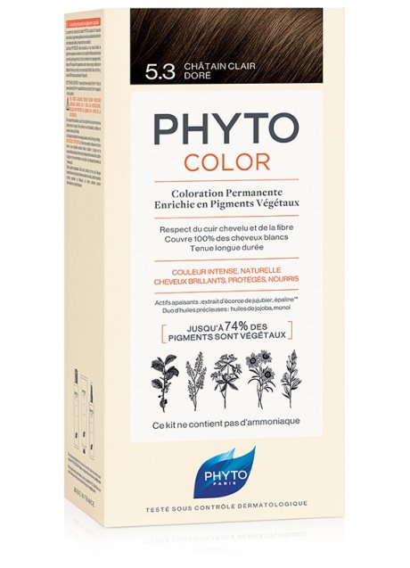 PHYTOCOLOR 5,3 CASTANO CHIARO DORATO LATTE + CREMA + MASCHERA + PAIO DI GUANTI