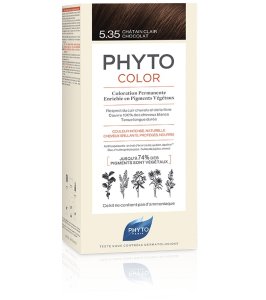 PHYTOCOLOR 5,35 CASTANO CHIARO CIOCCOLATO LATTE + CREMA + MASCHERA + FOGLIETTO ILLUSTRATIVO + 1 PAIO DI GUANTI