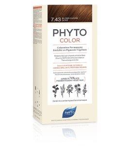 PHYTOCOLOR 7,43 BIONDO RAMATO DORATO LATTE + CREMA + MASCHERA + FOGLIETTO ILLUSTRATIVO + 1 PAIO DI GUANTI