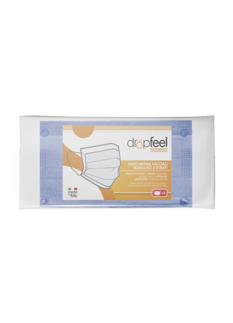 MASCHERINA USO MEDICO DROPFEEL PHARMA MONOUSO TIPO II GLICINE 5 PEZZI