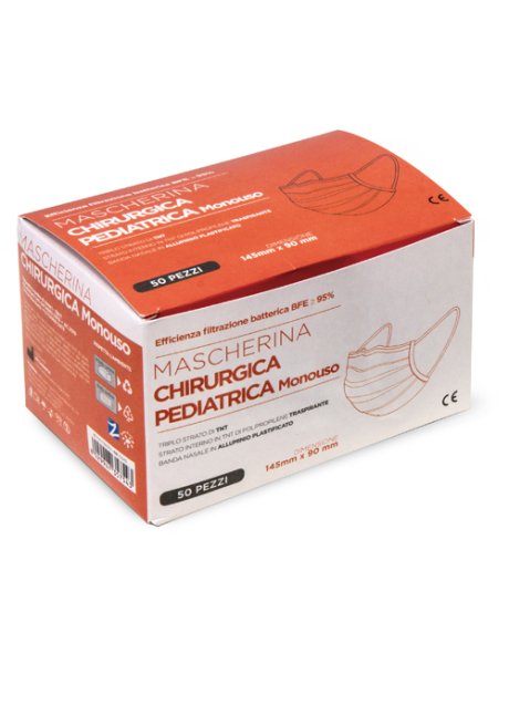 MASCHERINA CHIRURGICA MEDICALE MONOUSO PER BAMBINI 50 PEZZI
