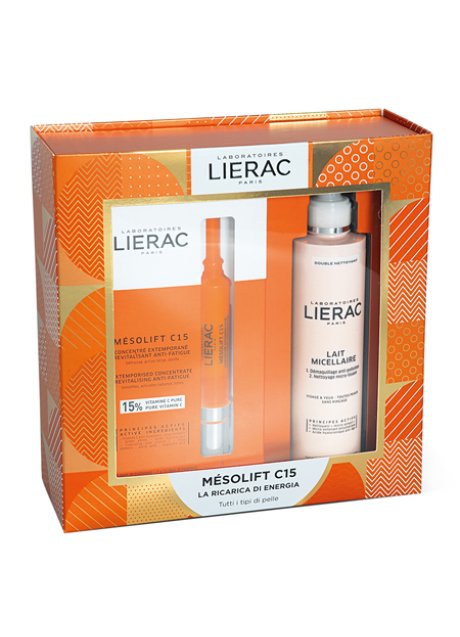 LIERAC COFANETTO NATALE MESOLIFT C15 CONCENTRATO 2 FIALE X 15 ML + DEMAQUILLANT LATTE 200 ML