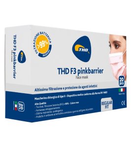 MASCHERINA CHIRURGICA THD MASK F3 PINKBARRIER TAGLIA REGULARE 20 PEZZI