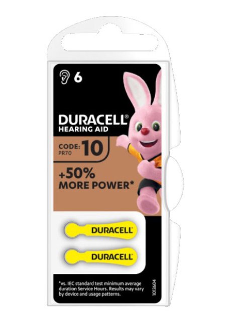 DURACELL ACTIVAIR HEARING AID EASY TAB 10 GIALLO BATTERIA PER APPARECCHIO ACUSTICO 6 PEZZI
