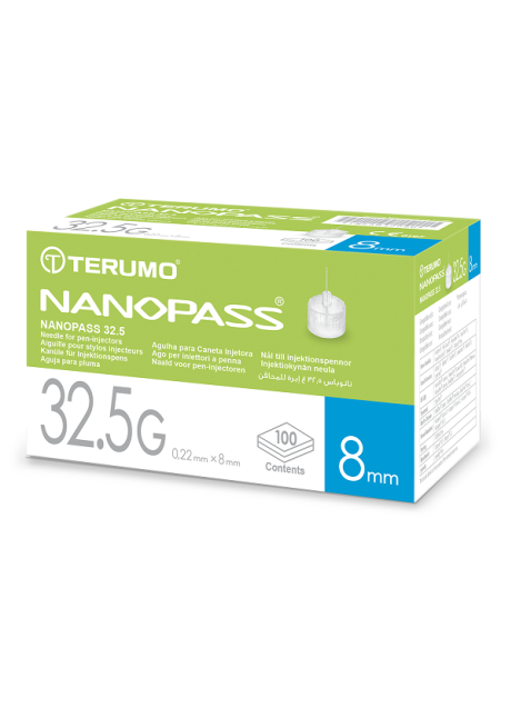 AGO PER PENNA DA INSULINA NANOPASS 32,5 GAUGE LUNGHEZZA 8 MM100 PEZZI