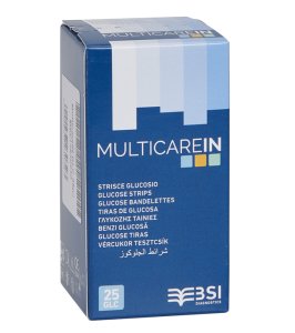 STRISCE MISURAZIONE GLICEMIA MULTICARE IN GLUCOSIO ELETTRODO25 PEZZI