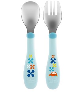 CH POSATE INOX 18M+ AZZURRO/VE