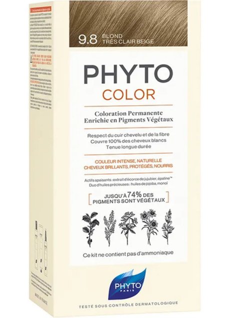 PHYTOCOLOR 9,8 BIONDO CHIARISSIMO CENERE LATTE 50 ML + CREMA50 ML + MASCHERA 12 ML