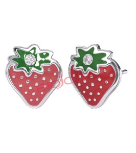BJT733 ORECCHINI FRAGOLA SWAROVSKI STAINLESS STEEL