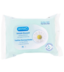 ALVITA SALVIETTINE STRUCCANTI ACQUA MICELLARE 25 PEZZI