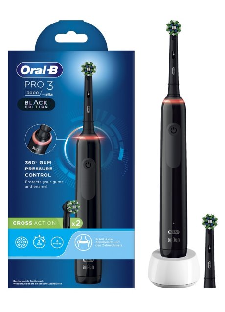ORAL-B PRO 3 BLACK SPAZZOLINO ELETTRICO + 2 REFILL
