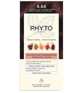 COLOR KIT PHYTOCOLOR 6,66 CASTANO INTENSO ROSSO CILIEGIA 1 LATTE RIVELATORE 50 ML + 1 CREMA COLORANTE 50 ML + 1 MASCHERAPROLUNGA COLORE 10 ML + 1 PAIO DI GUANTI