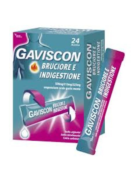 GAVISCON BRUCIORE E INDIGESTIONE*24 bust 500 mg + 213 mg + 325 mg