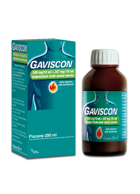 GAVISCON*orale sosp 500 mg + 267 mg/10 ml 200 ml menta