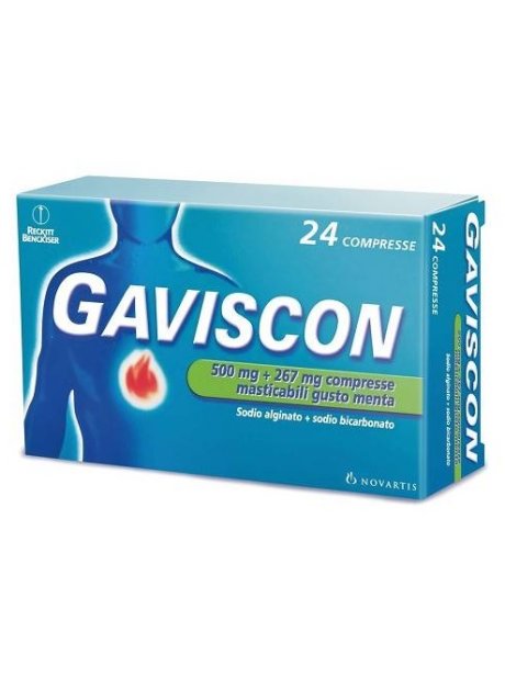 GAVISCON*24 cpr mast 500 mg + 267 mg menta