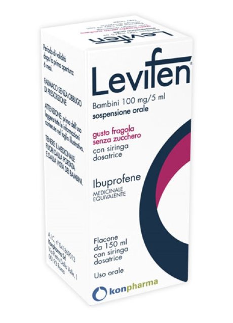 LEVIFEN*orale sosp 150 ml 100 mg/5 ml gusto fragola senza zucchero LEVIFEN*orale sosp 150 ml 100 mg/5 ml gusto fragola senza zucchero