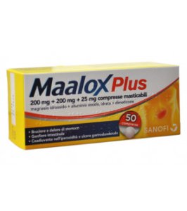 MAALOX PLUS*50 cpr mast 200 mg + 200 mg + 25 mg