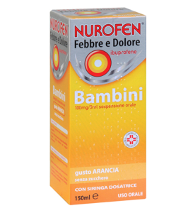 NUROFEN FEBBRE E DOLORE*BB orale sosp 150 ml 100 mg/5 ml arancia senza zucchero con siringa