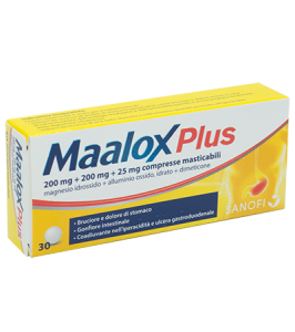 MAALOX PLUS*30 cpr mast 200 mg + 200 mg + 25 mg